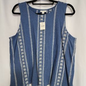 NWT JJill Denim Knit Embroidered Tank Sz LP